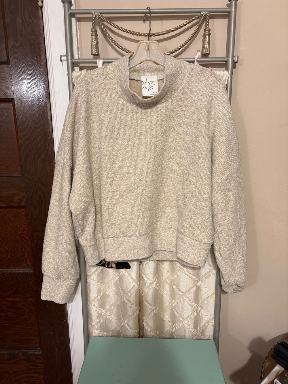 aerie Cream Cowl-Neck Knit Sweater